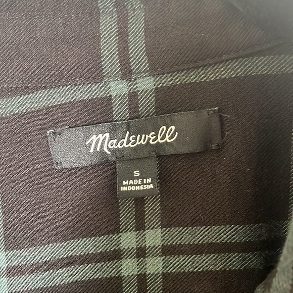 Madewell Surplice Wrap-Front Shirt Palma Plaid Green Soft Weave Size Small - Picture 4 of 8